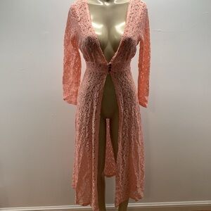 Impulsive Size Large Peach Knitted 3 Button Closure Long Sleeve Cover Up. New